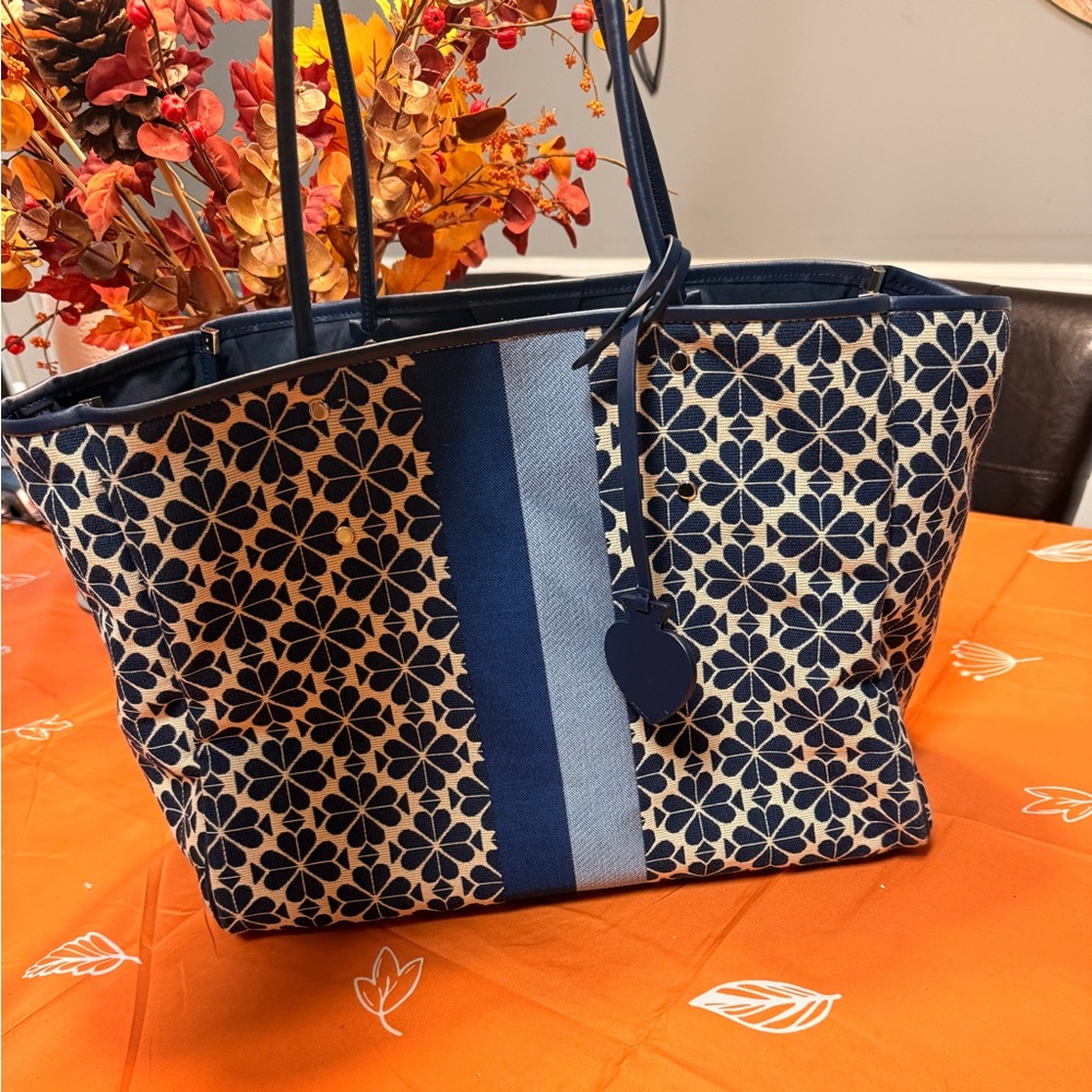 Kate Spade Blue and Cream Tote Bag